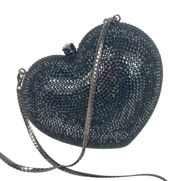 LUX MOB Crystal Heart Clutch Bag in Black - $695. - Picture 12 of 16